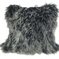 24" Black Genuine Tibetan Lamb Fur Pillow With Microsuede Backing