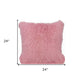 24" Pink Genuine Tibetan Lamb Fur Pillow With Microsuede Backing