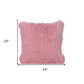 24" Pink Genuine Tibetan Lamb Fur Pillow With Microsuede Backing