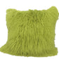 24" Lime Green Genuine Tibetan Lamb Fur Pillow With Microsuede Backing