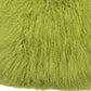 24" Lime Green Genuine Tibetan Lamb Fur Pillow With Microsuede Backing