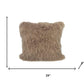24" Beige Genuine Tibetan Lamb Fur Pillow With Microsuede Backing