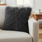 24" Charcoal Genuine Tibetan Lamb Fur Pillow With Microsuede Backing