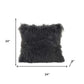 24" Charcoal Genuine Tibetan Lamb Fur Pillow With Microsuede Backing