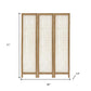 71" Clear Folding Three Panel Screen Room Divider