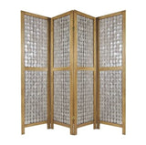 84" Clear Capiz Mother of Pearl Folding Three Panel Screen Room Divider