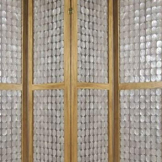 84" Clear Capiz Mother of Pearl Folding Three Panel Screen Room Divider
