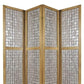 84" Clear Capiz Mother of Pearl Folding Three Panel Screen Room Divider
