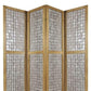 84" Clear Capiz Mother of Pearl Folding Three Panel Screen Room Divider