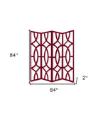84" Red Solid Wood Folding Four Panel Screen Room Divider