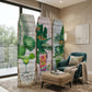 71" Green Solid Wood Folding Three Panel Screen Room Divider