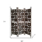 71" Brown Solid Wood Folding Three Panel Screen Room Divider