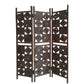 71" Brown Solid Wood Folding Three Panel Screen Room Divider