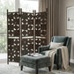 71" Brown Solid Wood Folding Three Panel Screen Room Divider