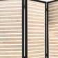 67" Natural Wood and Iron Folding Three Panel Screen Room Divider