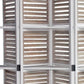 71" White Wood Folding Four Panel Screen Room Divider