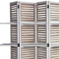 71" White Wood Folding Four Panel Screen Room Divider