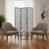 50" Gray Solid Wood Folding Three Panel Screen Room Divider