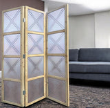 84" Silver Folding Three Panel Screen Room Divider