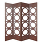 84" Brown Solid Wood Folding Four Panel Screen Room Divider