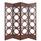 84" Brown Solid Wood Folding Four Panel Screen Room Divider