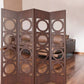 84" Brown Solid Wood Folding Four Panel Screen Room Divider