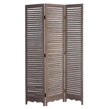 71" Brown Folding Three Panel Screen Room Divider