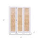 67" Natural And White Wood Folding Three Panel Screen Room Divider