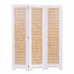 67" Natural And White Wood Folding Three Panel Screen Room Divider