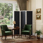 67" Black and White Chalkboard Wood Folding Three Panel Screen Room Divider