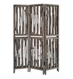 71" Brown Folding Three Panel Screen Room Divider
