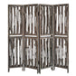 84" Brown Wood Folding Four Panel Screen Room Divider