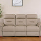 90" Beige Faux Leather Sofa With Brown Legs