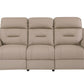 90" Beige Faux Leather Sofa With Brown Legs