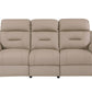 90" Beige Faux Leather Sofa With Brown Legs