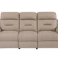90" Beige Faux Leather Sofa With Brown Legs