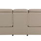 90" Beige Faux Leather Sofa With Brown Legs
