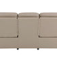 90" Beige Faux Leather Sofa With Brown Legs