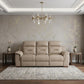 90" Beige Faux Leather Sofa With Brown Legs