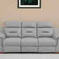 90" Gray Faux Leather Reclining Sofa With Brown Legs