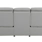 90" Gray Faux Leather Reclining Sofa With Brown Legs