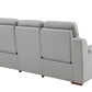 90" Gray Faux Leather Reclining Sofa With Brown Legs