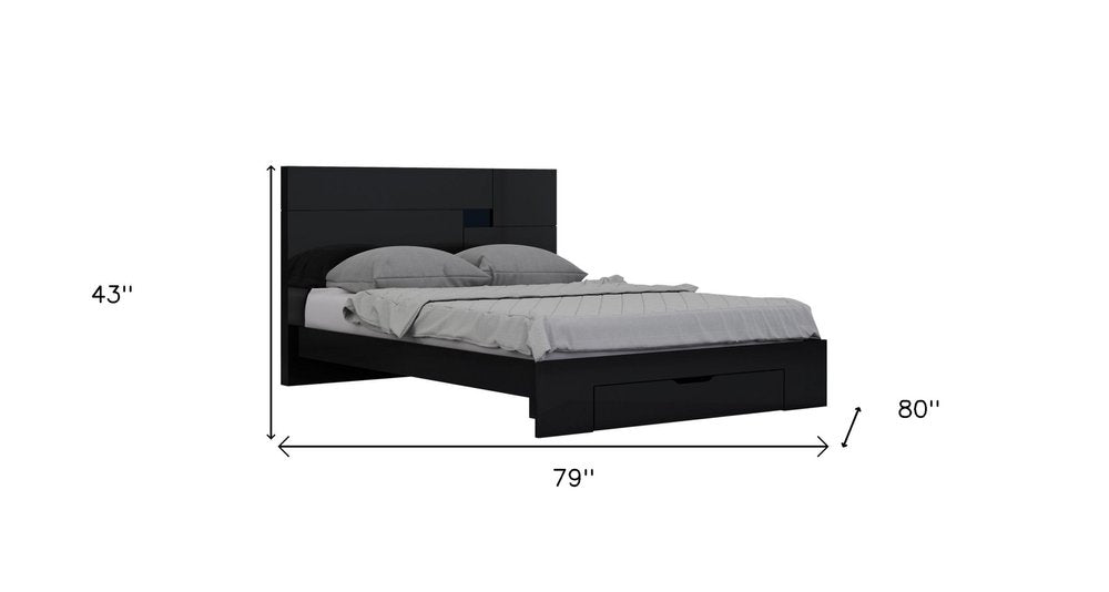 Black Solid Wood King Bed Frame