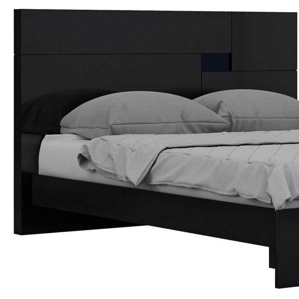 Black Solid Wood King Bed Frame