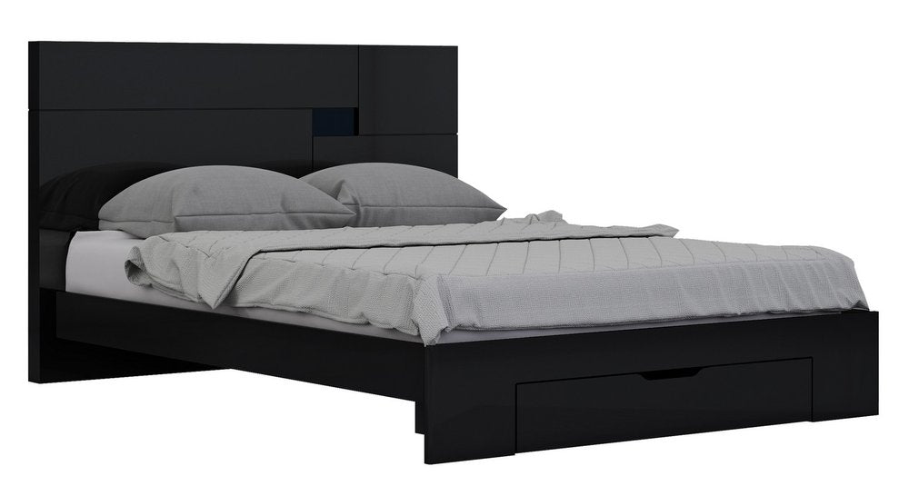 Black Solid Wood King Bed Frame