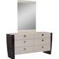 Four Piece Beige Solid Wood Bedroom Set With Mirror