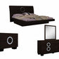 Four Piece Wood Brown Solid Wood Bedroom Set With Mirror