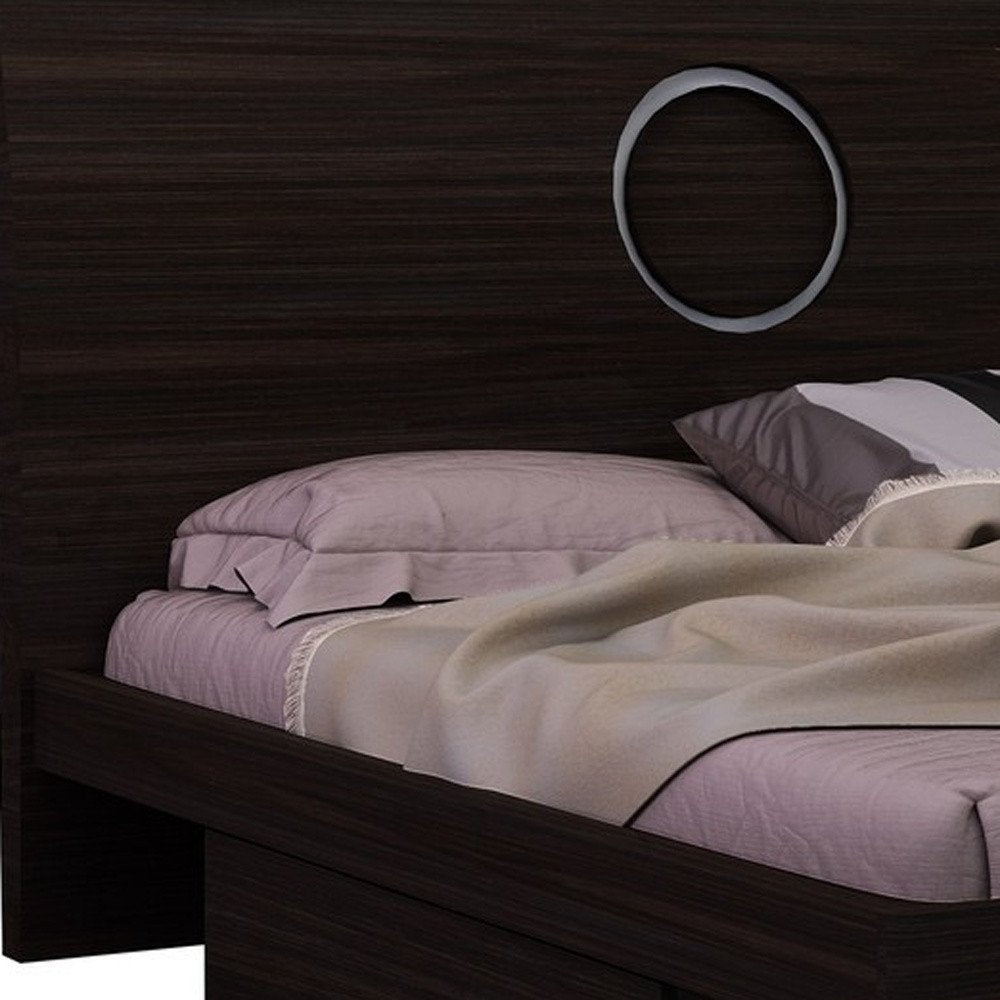 Four Piece Wood Brown Solid Wood Bedroom Set With Mirror
