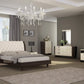 Four Piece Beige Solid Wood Bedroom Set With Mirror