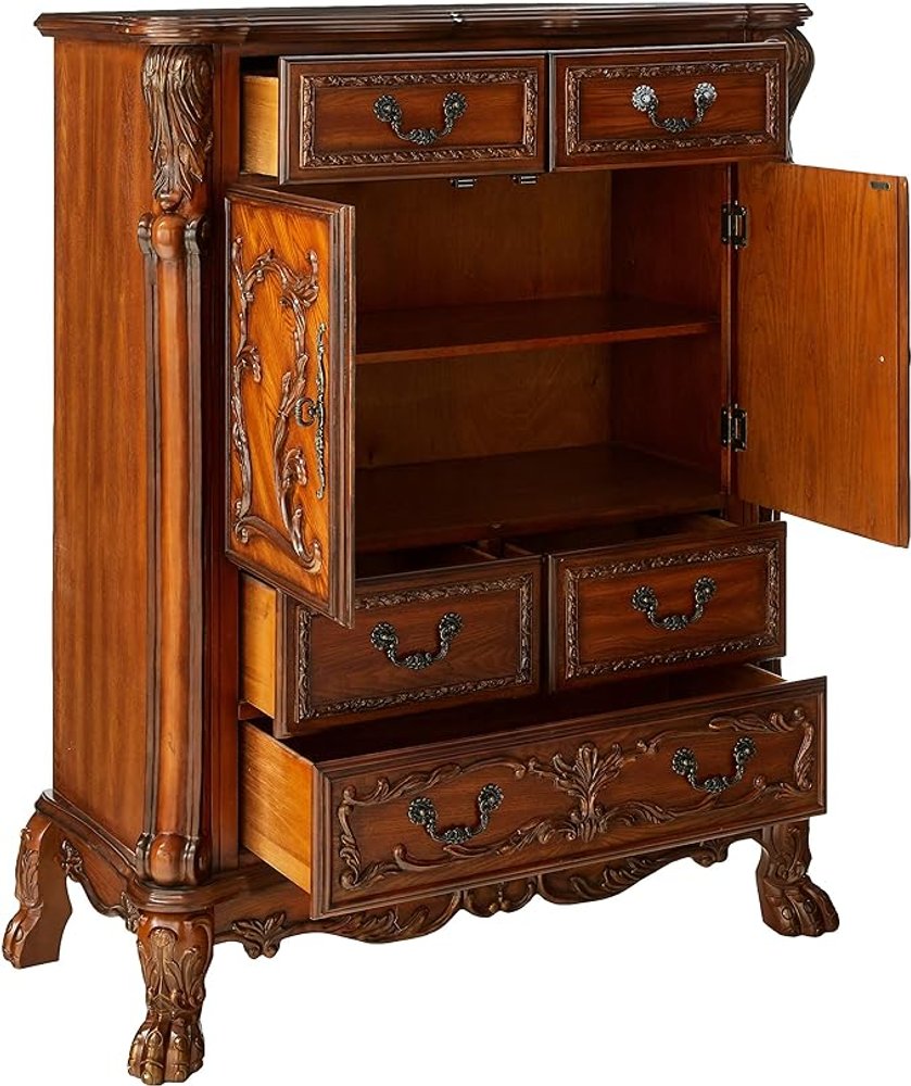 20" X 66" X 38" Cherry Oak Wood Poly Resin Dresserserver